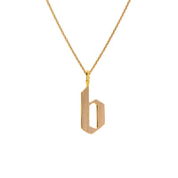 Yellow Gold "b" Small Alphabet Necklace: A 14K gold alphabet pendant with the letter 'b' with a chain