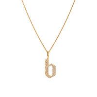 Yellow Gold "b" Small White Diamond Alphabet Necklace: A 14K gold diamond alphabet pendant with the letter 'b' with a chain
