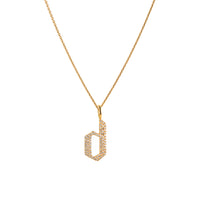 Yellow Gold "d" Small White Diamond Alphabet Necklace: A 14K gold diamond alphabet pendant with the letter 'd' with a chain