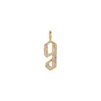 Yellow Gold "g" Small White Diamond Alphabet Pendant: A 14K gold diamond alphabet pendant with the letter 'g' 