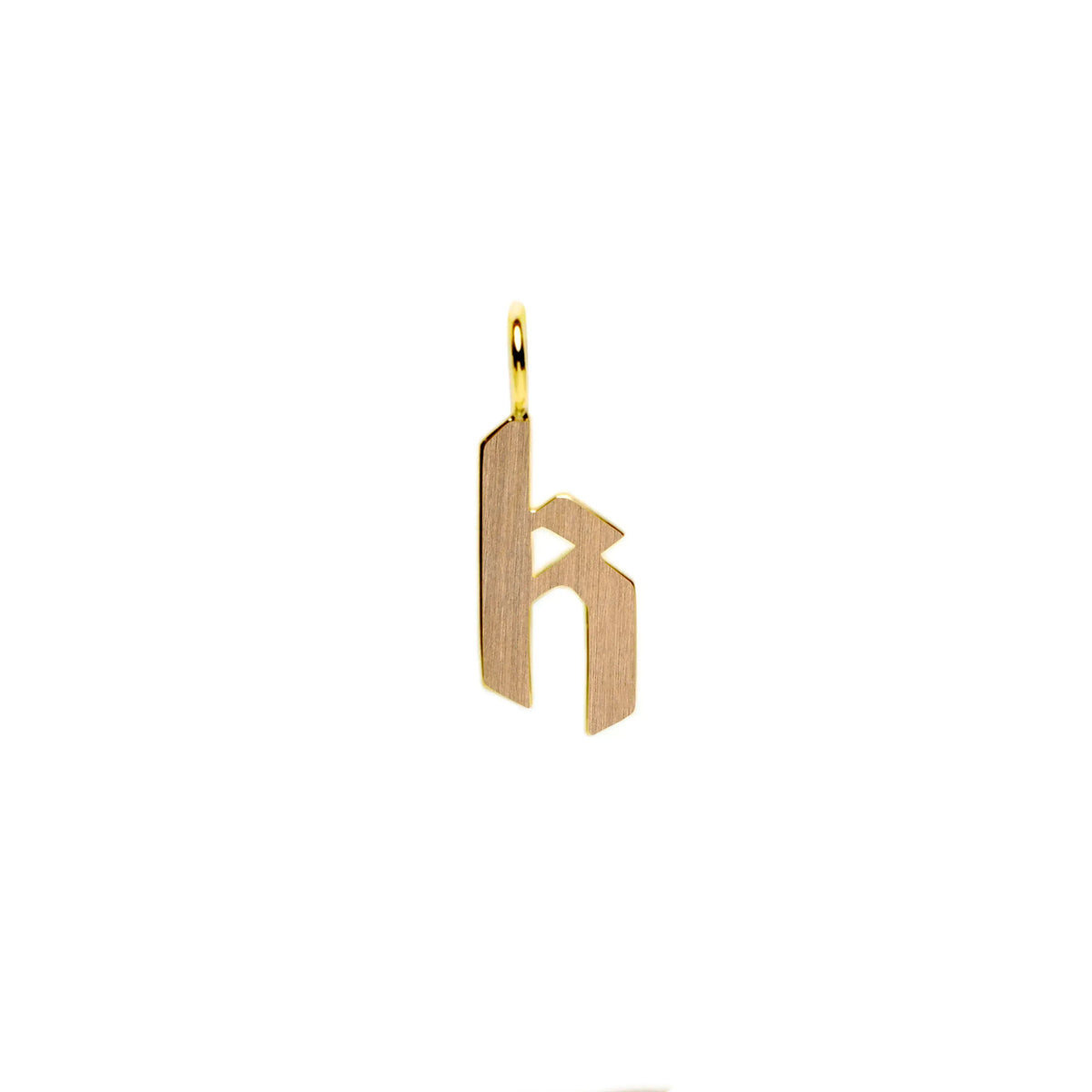 Yellow Gold "k" Small Alphabet Pendant: A 14K gold alphabet pendant with the letter 'k' 