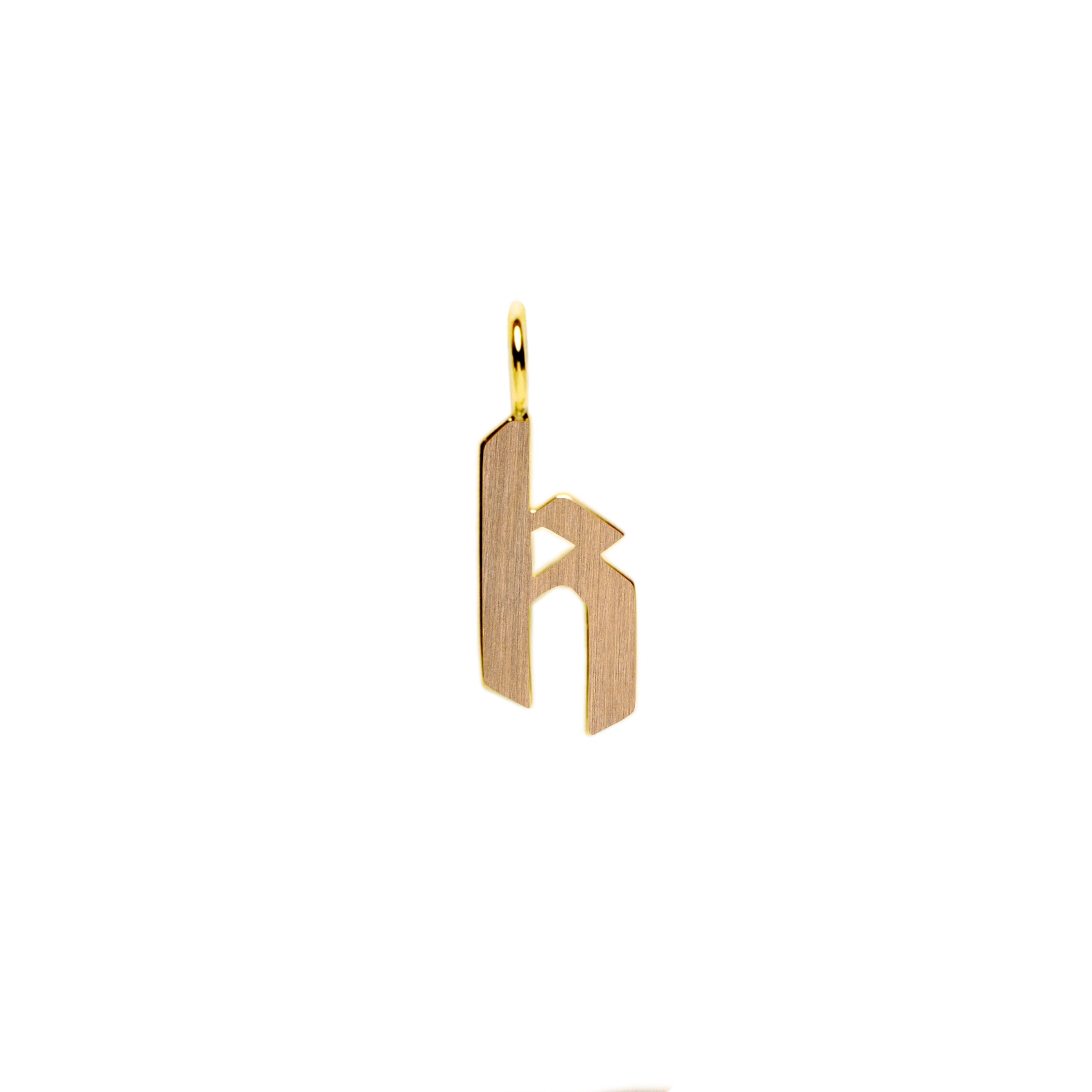 Yellow Gold "k" Small Alphabet Pendant: A 14K gold alphabet pendant with the letter 'k' 
