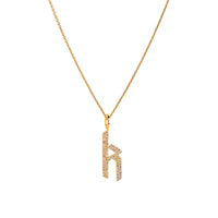 Yellow Gold "k" Small White Diamond Alphabet Necklace: A 14K gold diamond alphabet pendant with the letter 'k' with a chain