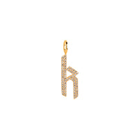 Yellow Gold "k" Small White Diamond Alphabet Pendant: A 14K gold diamond alphabet pendant with the letter 'k' 
