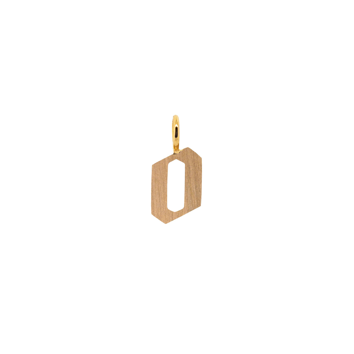Yellow Gold "o" Small Alphabet Pendant: A 14K gold alphabet pendant with the letter 'o' 
