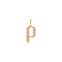 Yellow Gold "p" Small White Diamond Alphabet Pendant: A 14K gold diamond alphabet pendant with the letter 'p' 