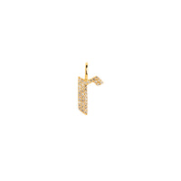Yellow Gold "r" Small White Diamond Alphabet Pendant: A 14K gold diamond alphabet pendant with the letter 'r' 