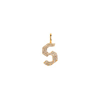 Yellow Gold "s" Small White Diamond Alphabet Pendant: A 14K gold diamond alphabet pendant with the letter 's'