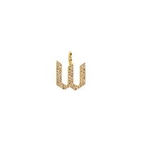 Yellow Gold "w" Small White Diamond Alphabet Pendant: A 14K gold diamond alphabet pendant with the letter 'w' 