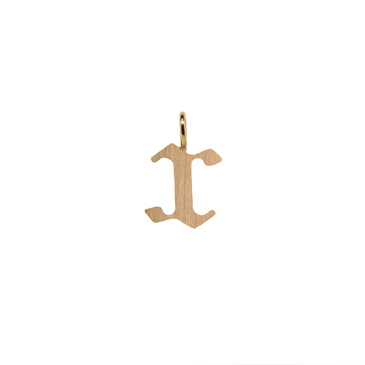 Yellow Gold "x" Small Alphabet Pendant: A 14K gold alphabet pendant with the letter 'x' 