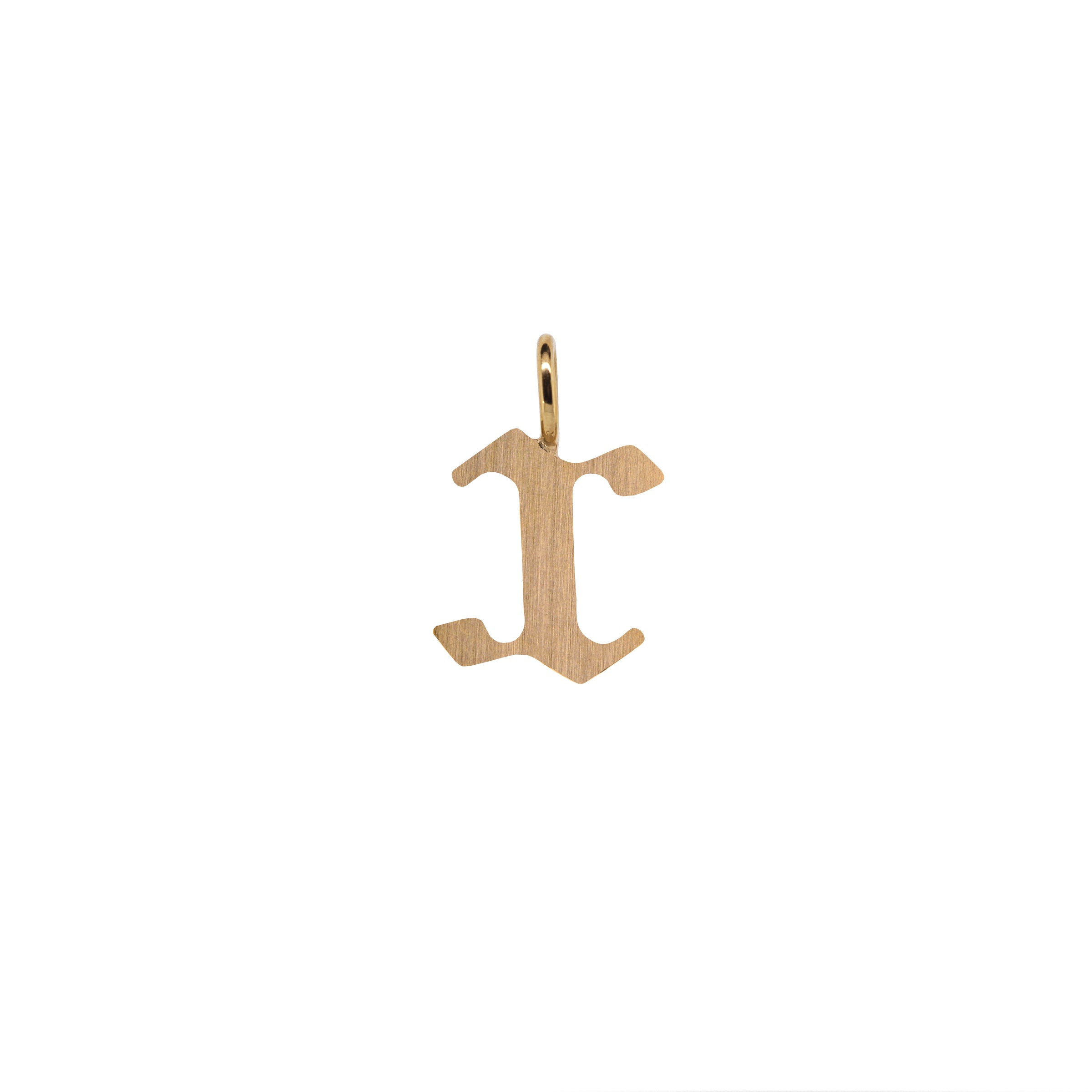 Yellow Gold "x" Small Alphabet Pendant: A 14K gold alphabet pendant with the letter 'x' 