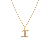 Yellow Gold "x" Small White Diamond Alphabet Necklace: A 14K gold diamond alphabet pendant with the letter 'x' with a chain
