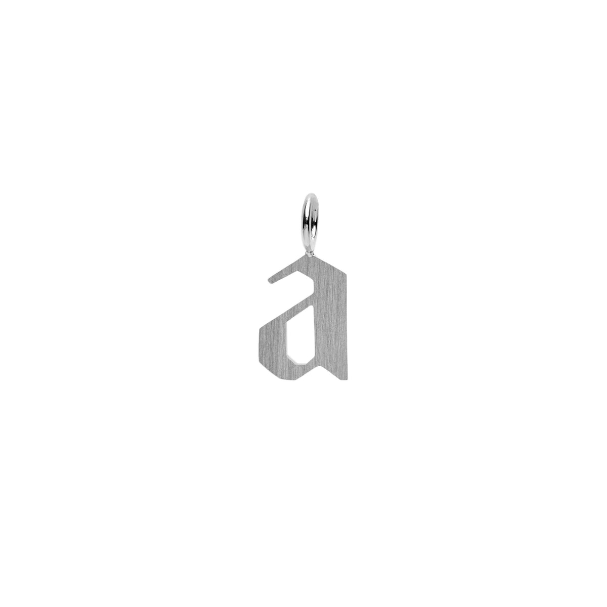 'a' Silver Alphabet Pendant: a sterling silver alphabet pendant with the letter 'A' in lowercase.