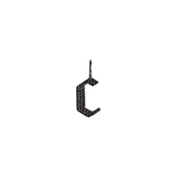"c" Small Black Diamond Alphabet Pendant: A black gold diamond alphabet pendant with the letter 'c' with a chain