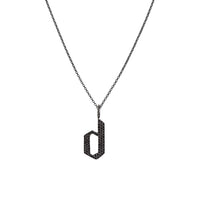 "d" Small Black Diamond Alphabet Necklace: A black gold diamond alphabet pendant with the letter 'd' with a chain