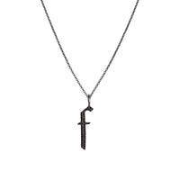 "f" Large Black Diamond Alphabet Necklace: A black gold diamond alphabet pendant with the letter 'f' with a chain