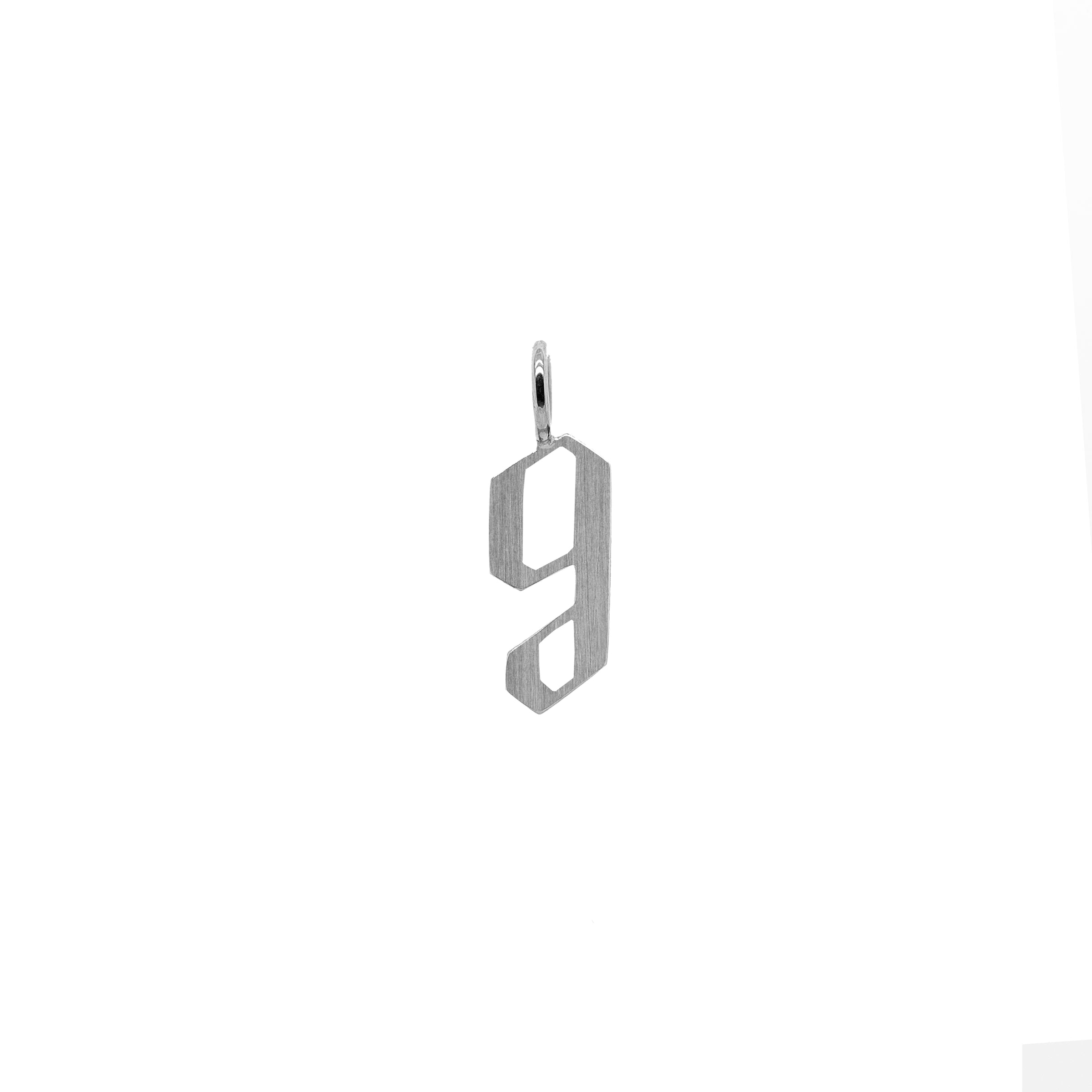 'g' Silver Alphabet Pendant: a sterling silver alphabet pendant with the letter 'G' in lowercase.
