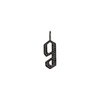 "g" Small Black Diamond Alphabet Pendant: A black gold diamond alphabet pendant with the letter 'g' with a chain