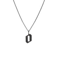"o" Small Black Diamond Alphabet Necklace: A black gold diamond alphabet pendant with the letter 'o' with a chain