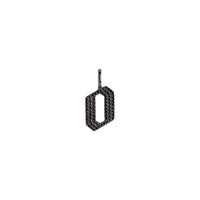 "o" Small Black Diamond Alphabet Pendant: A black gold diamond alphabet pendant with the letter 'o' with a chain