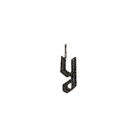 "y" Small Black Diamond Alphabet Pendant: A black gold diamond alphabet pendant with the letter 'y' with a chain